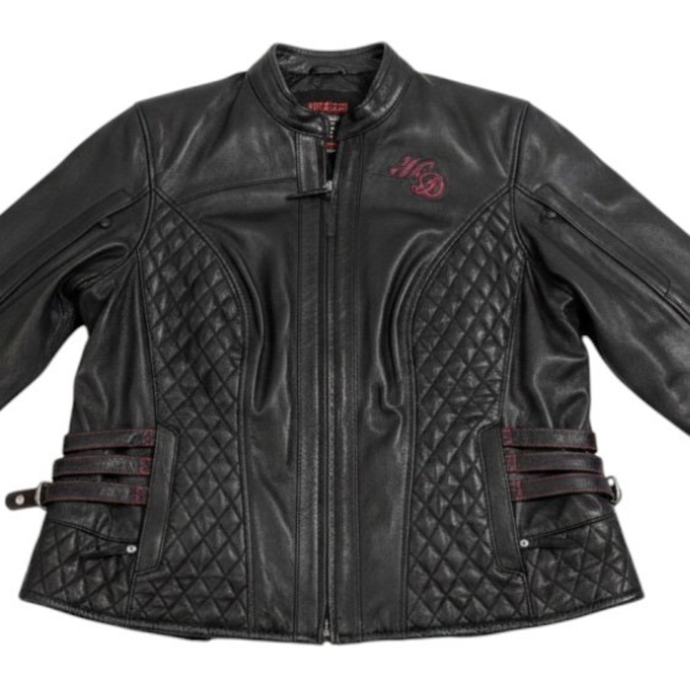 Harley-Davidson Womens Scroll Skull Leather Riding Jacket 2XL